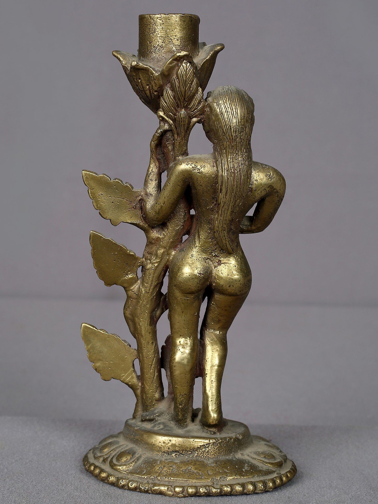 7" Brass Lady Candle Holder Statue From Nepal | Handmade | Decorative Candle Holder