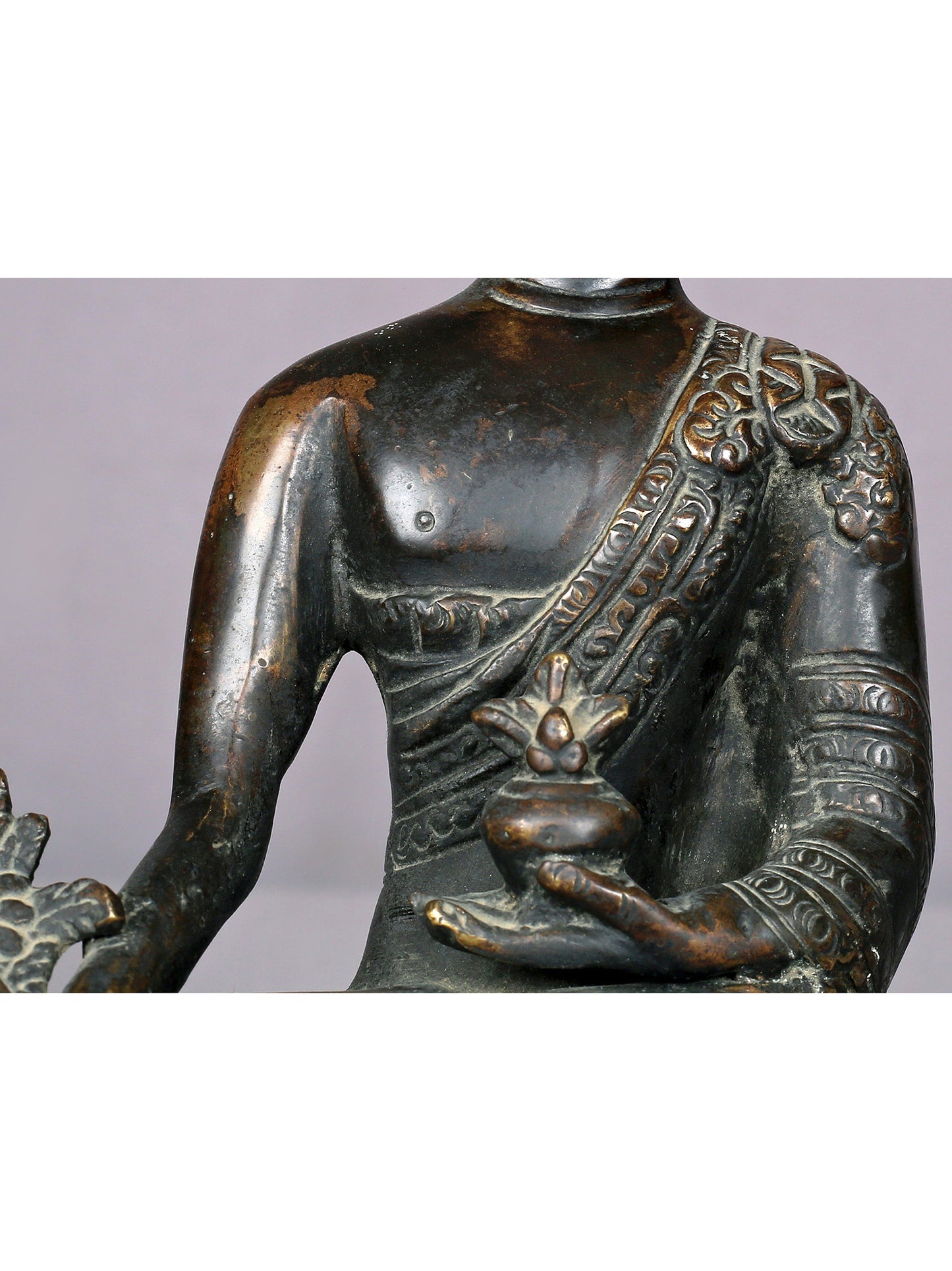 8" Brass Medicine Buddha Statue From Nepal | Handmade Idol | Lord Buddha Statue