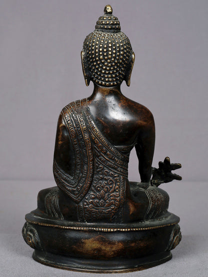 8" Brass Medicine Buddha Statue From Nepal | Handmade Idol | Lord Buddha Statue