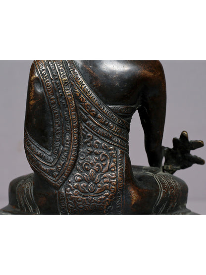 8" Brass Medicine Buddha Statue From Nepal | Handmade Idol | Lord Buddha Statue