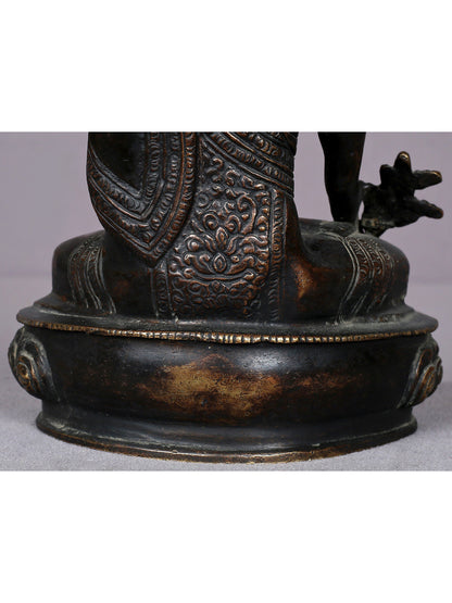 8" Brass Medicine Buddha Statue From Nepal | Handmade Idol | Lord Buddha Statue