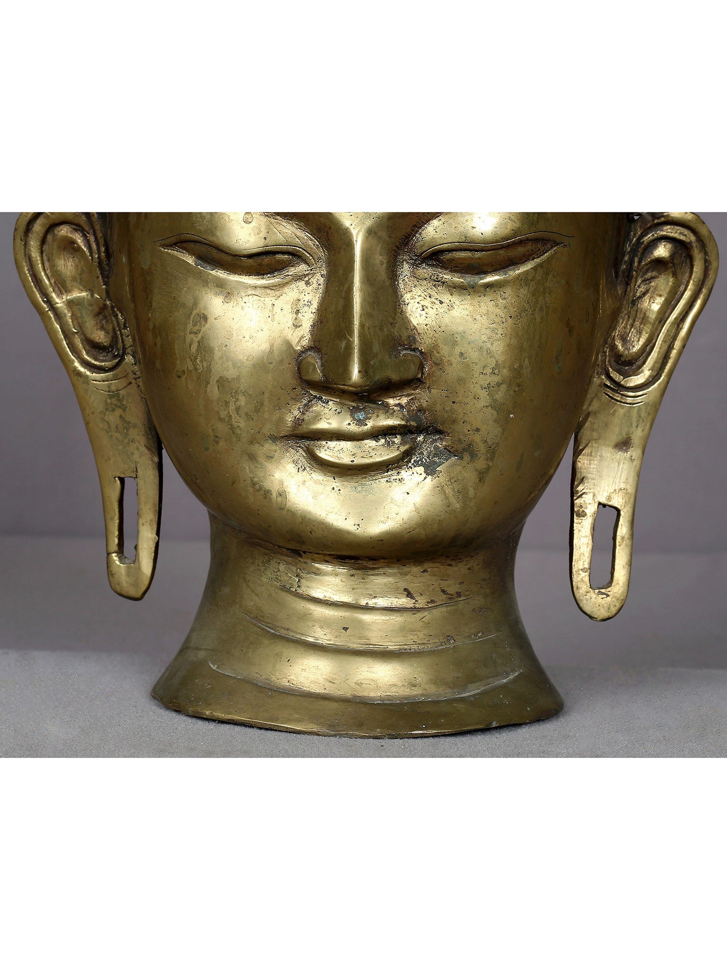 12" Brass Buddha Head Statue From Nepal | Handmade Idol | Lord Buddha Statue