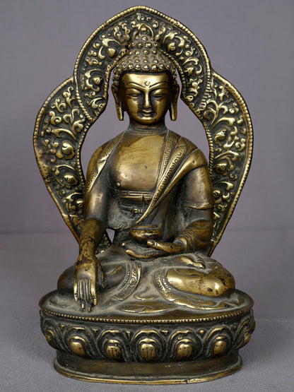 12" Lord Shakyamuni Buddha Brass Statue From Nepal | Handmade Idol | Buddha Figurine