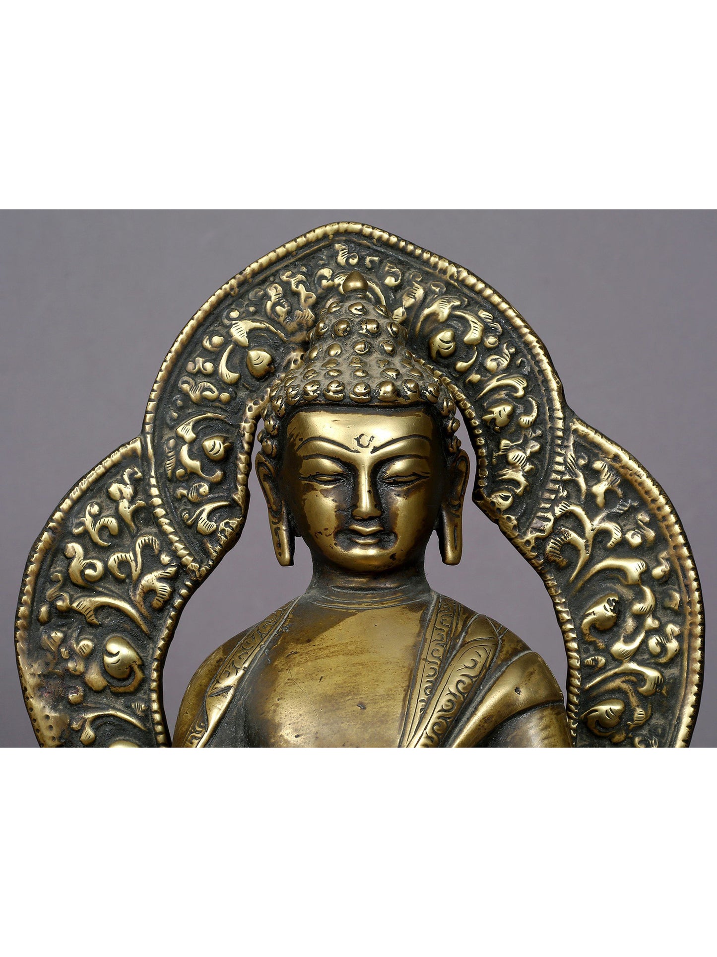 12" Lord Shakyamuni Buddha Brass Statue From Nepal | Handmade Idol | Buddha Figurine