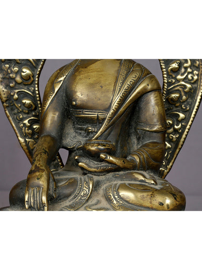 12" Lord Shakyamuni Buddha Brass Statue From Nepal | Handmade Idol | Buddha Figurine