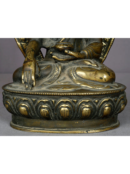 12" Lord Shakyamuni Buddha Brass Statue From Nepal | Handmade Idol | Buddha Figurine