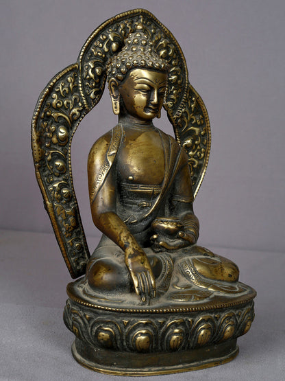 12" Lord Shakyamuni Buddha Brass Statue From Nepal | Handmade Idol | Buddha Figurine