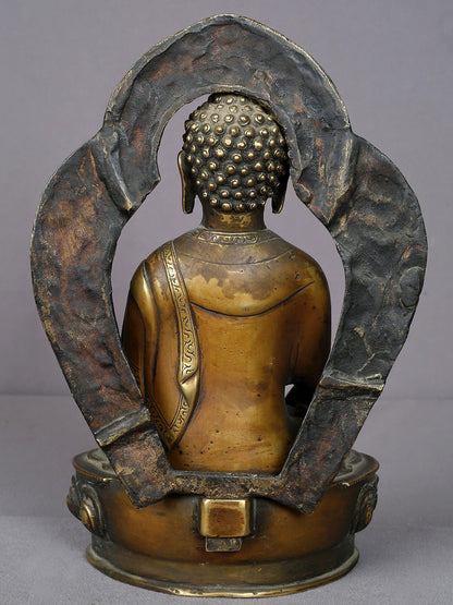 12" Lord Shakyamuni Buddha Brass Statue From Nepal | Handmade Idol | Buddha Figurine