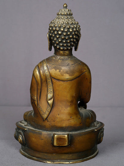 12" Lord Shakyamuni Buddha Brass Statue From Nepal | Handmade Idol | Buddha Figurine