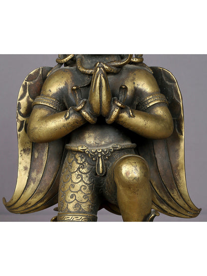 13" Brass Garuda Statue (Vahana of Lord Vishnu) | Handmade Idol | Brass Figurine