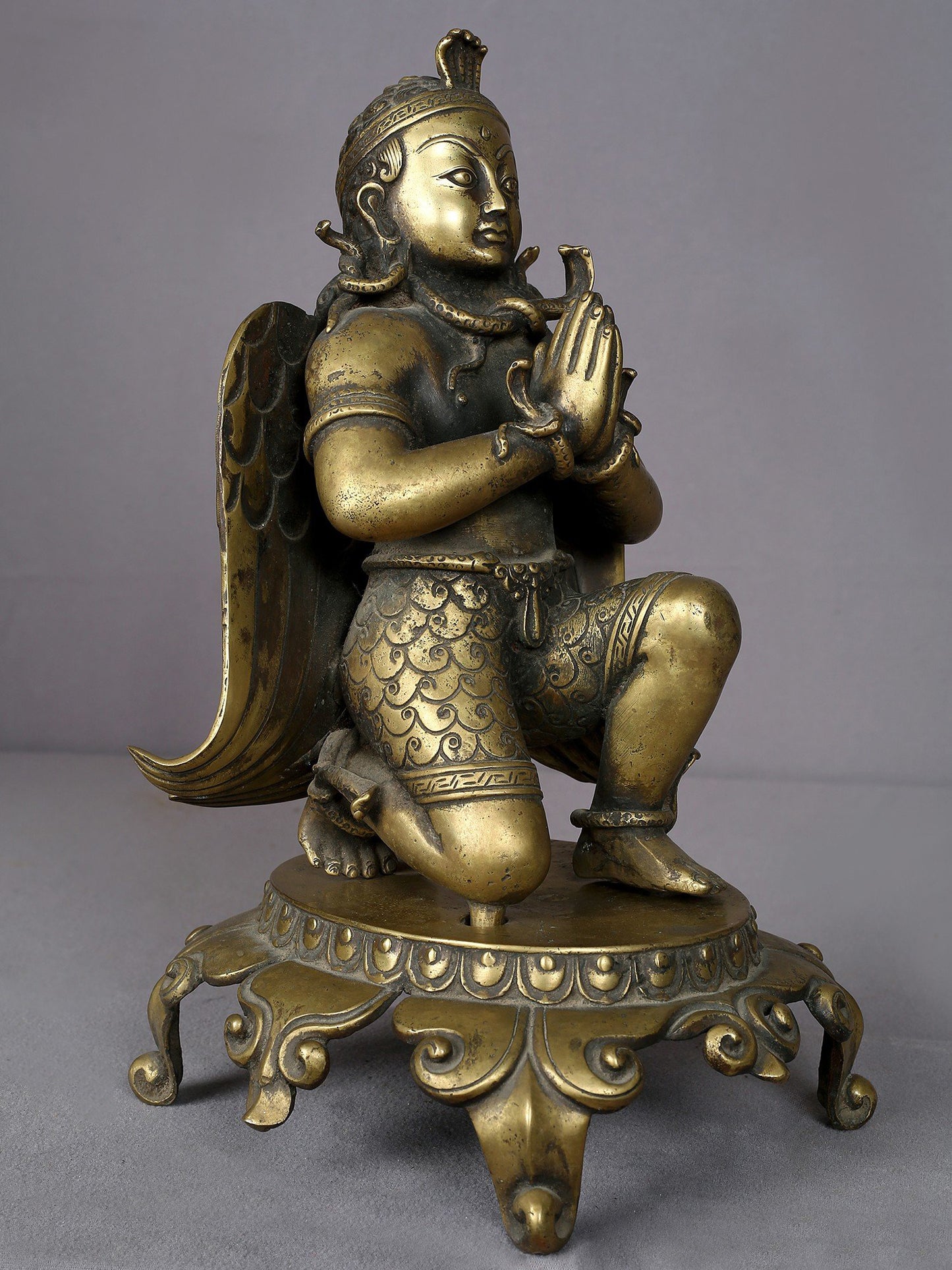 13" Brass Garuda Statue (Vahana of Lord Vishnu) | Handmade Idol | Brass Figurine