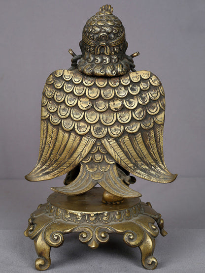 13" Brass Garuda Statue (Vahana of Lord Vishnu) | Handmade Idol | Brass Figurine