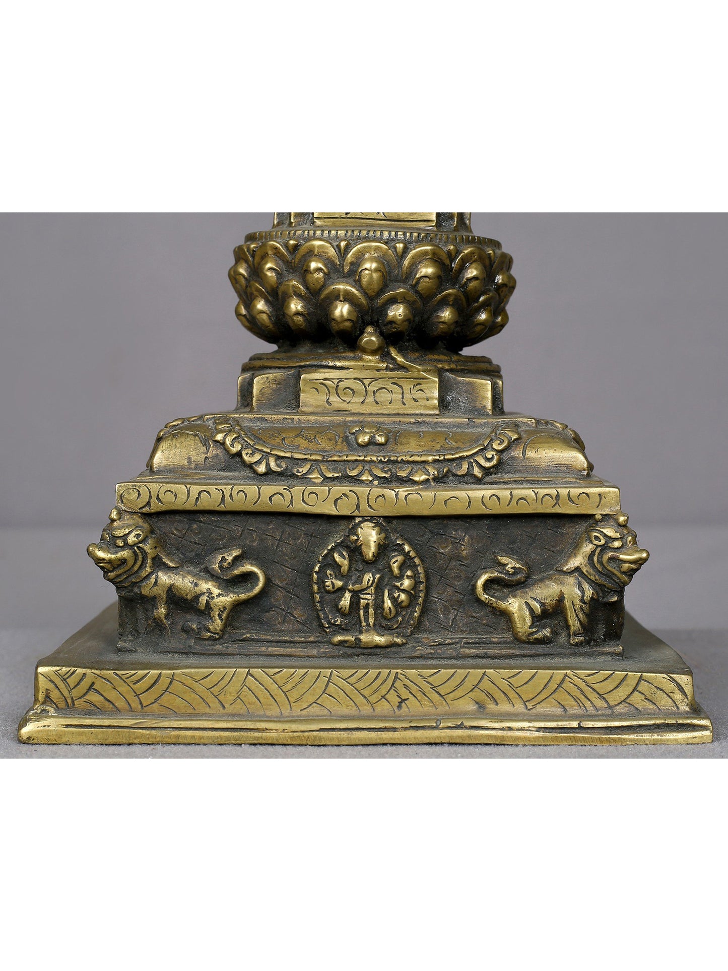 9" Tibetan Buddhist Brass Stupa | Handmade | Brass Ritual Figurine