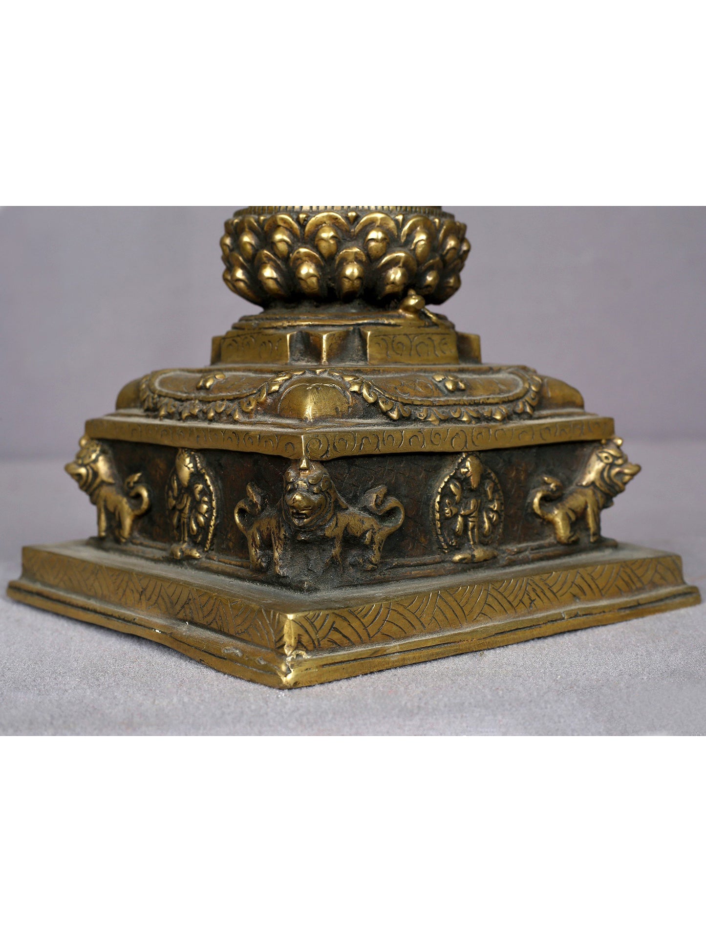 9" Tibetan Buddhist Brass Stupa | Handmade | Brass Ritual Figurine