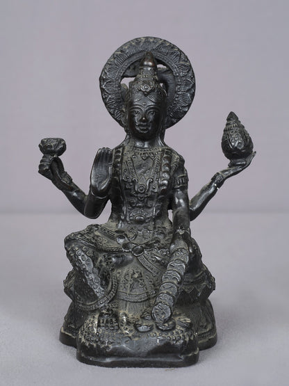 7" Brass Goddess Lakshmi Statue From Nepal | Handmade Idol | Goddess Statue