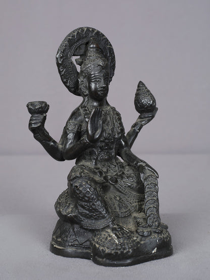 7" Brass Goddess Lakshmi Statue From Nepal | Handmade Idol | Goddess Statue