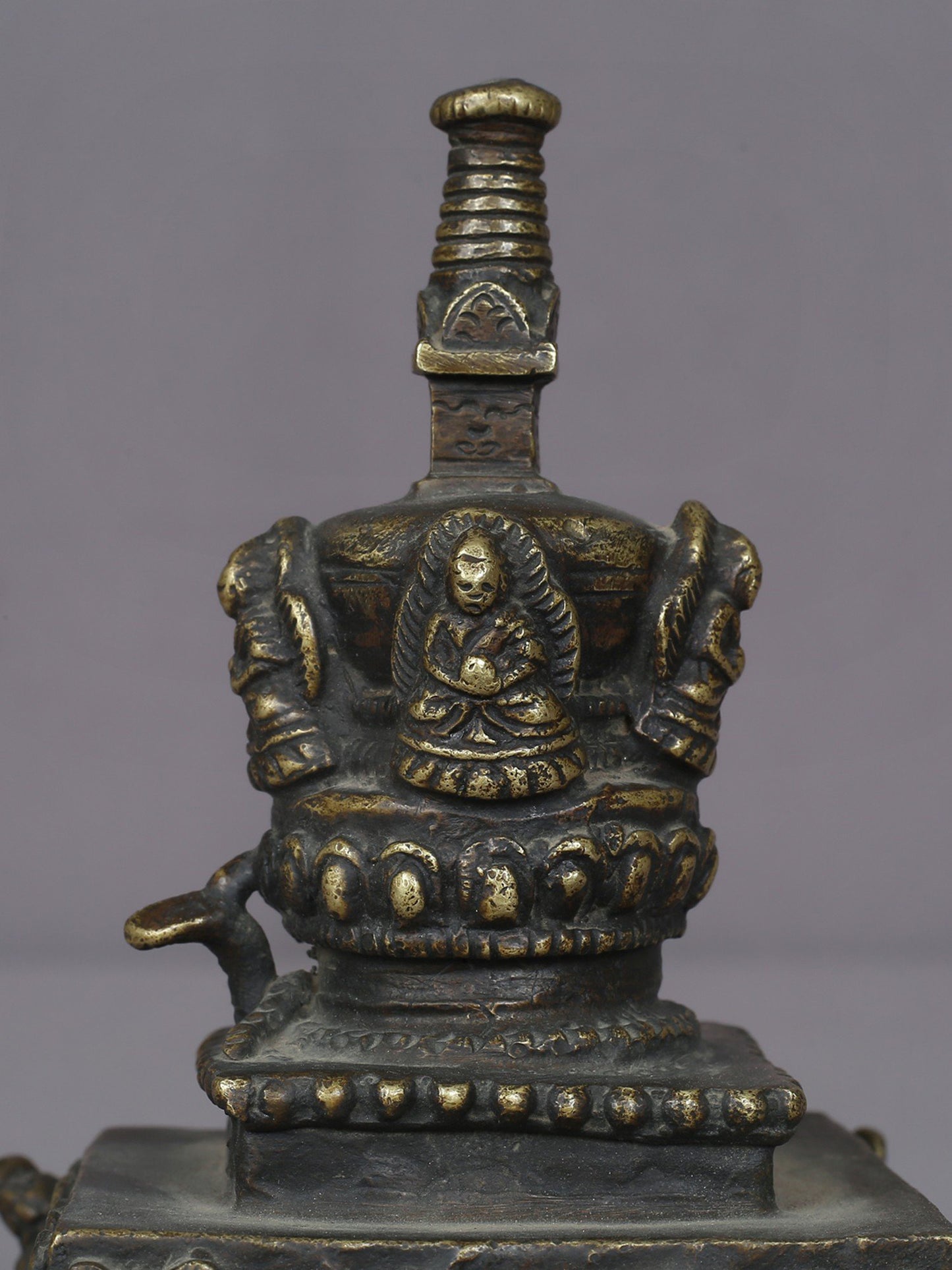 5" Small Tibetan Buddhist Brass Stupa | Handmade | Brass Ritual Figurine