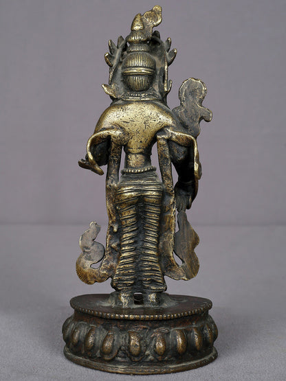 8" Brass Standing Goddess Tara Statue From Nepal | Handmade | Goddess Tara Statue