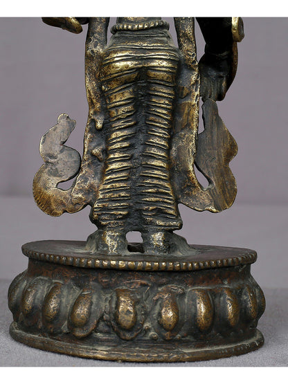 8" Brass Standing Goddess Tara Statue From Nepal | Handmade | Goddess Tara Statue