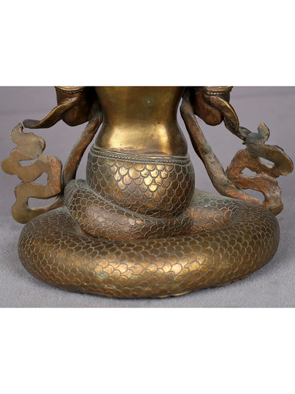 11" Copper Naga Kanya Statue (Snake Woman) | Handmade Idol | Copper Decor Figurine