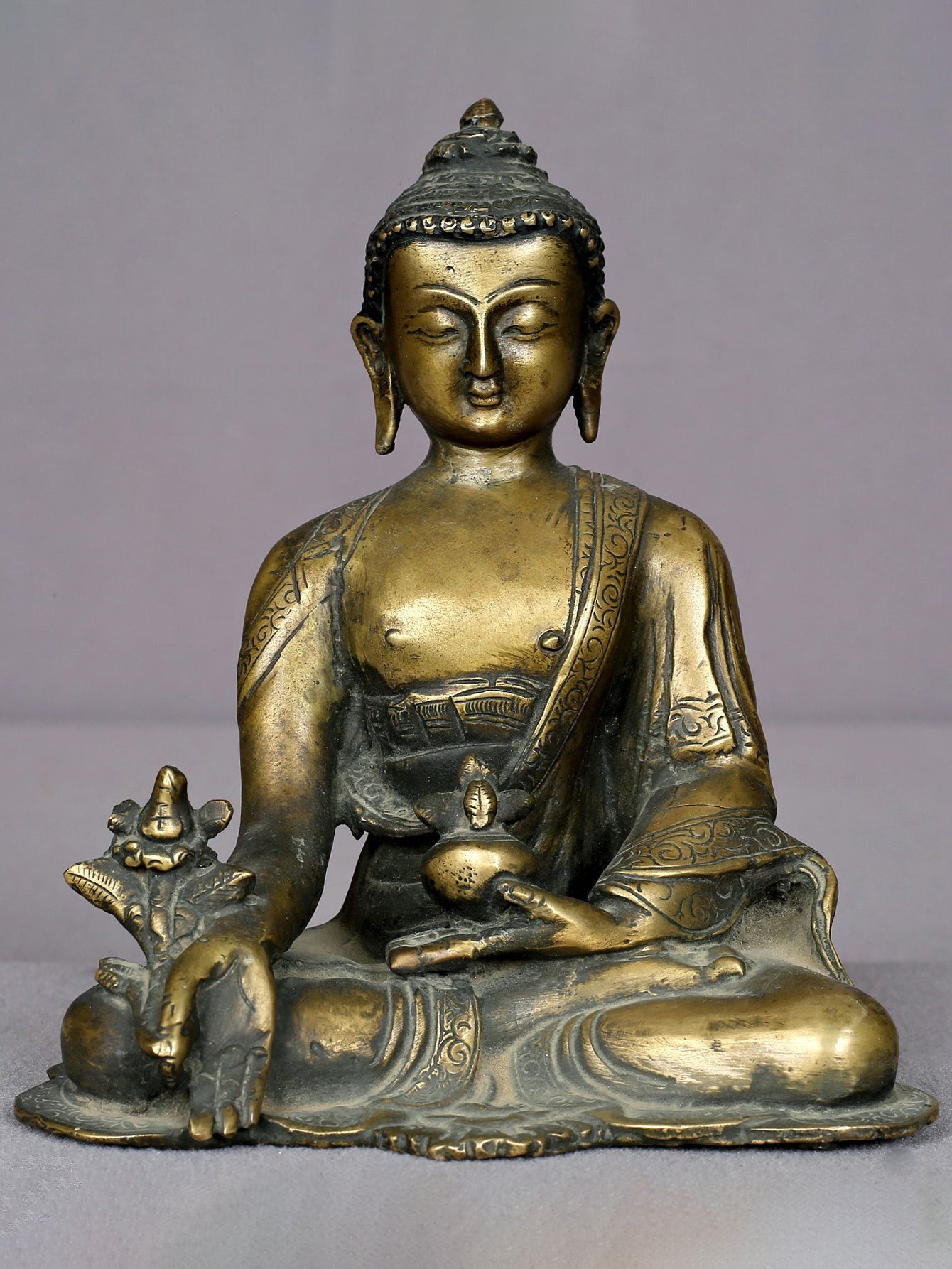 5" Small Bronze Medicine Buddha Statue From Nepal | Decorative Bronze Idol | Figurine For Gifting | Bronze Statue For Temple