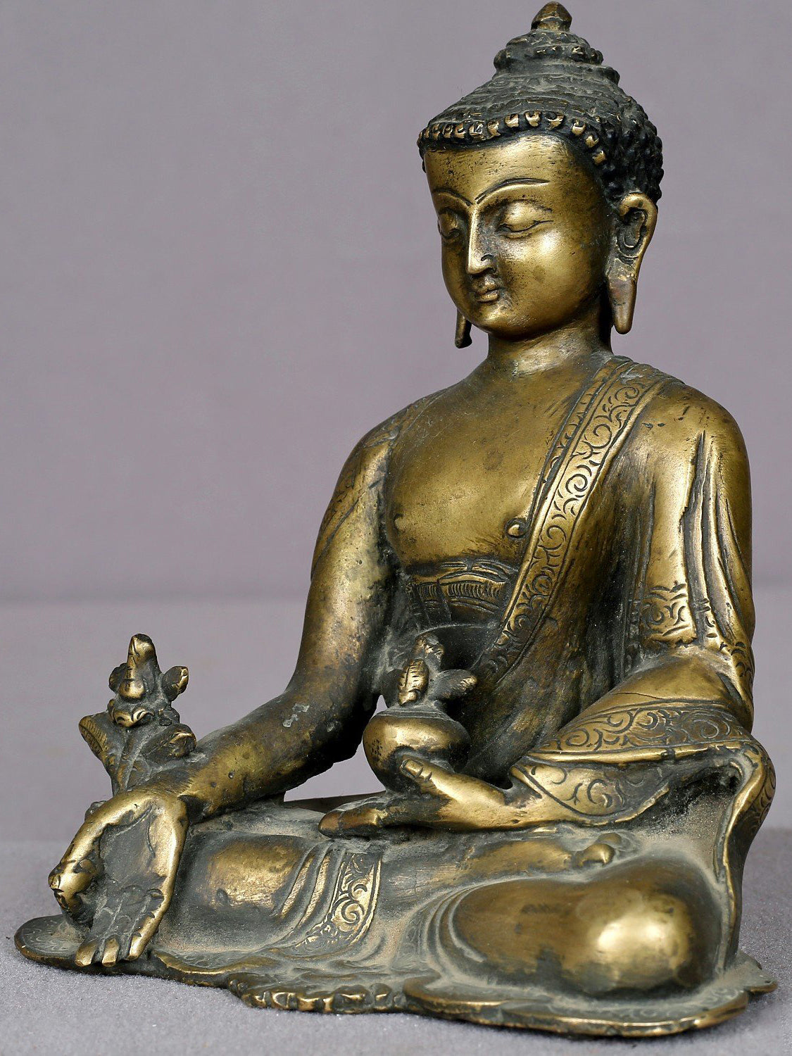 5" Small Bronze Medicine Buddha Statue From Nepal | Decorative Bronze Idol | Figurine For Gifting | Bronze Statue For Temple