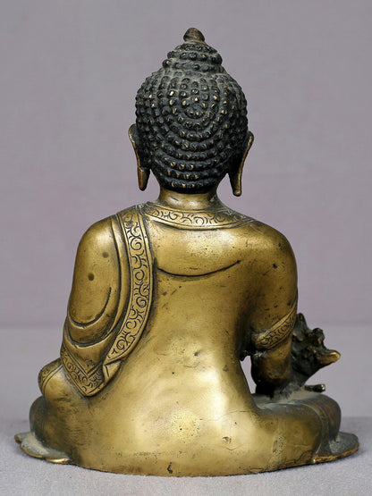 5" Small Bronze Medicine Buddha Statue From Nepal | Decorative Bronze Idol | Figurine For Gifting | Bronze Statue For Temple