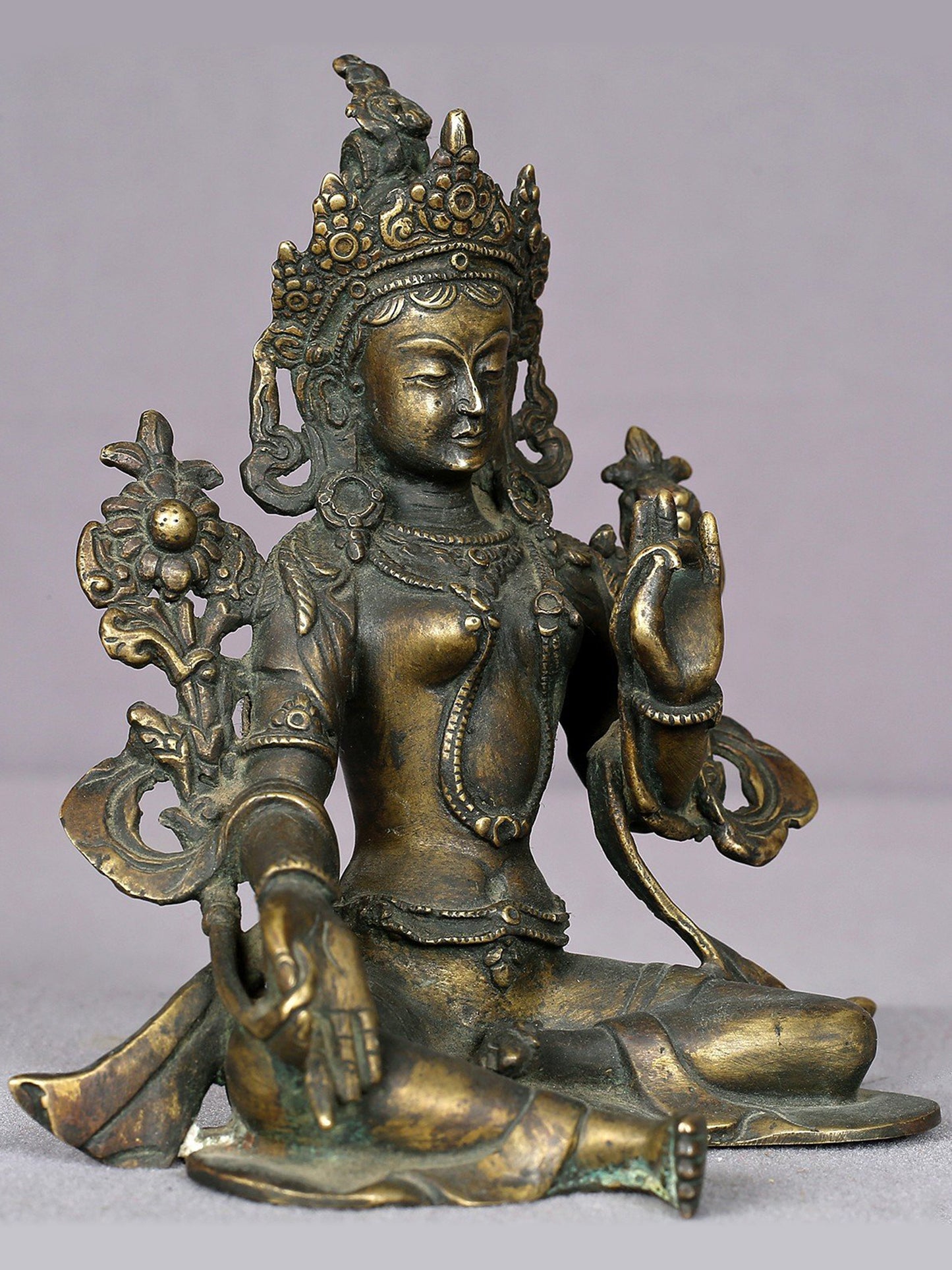 5" Small Bronze Goddess Green Tara Statue From Nepal | Handmade Idol | Goddess Figurine