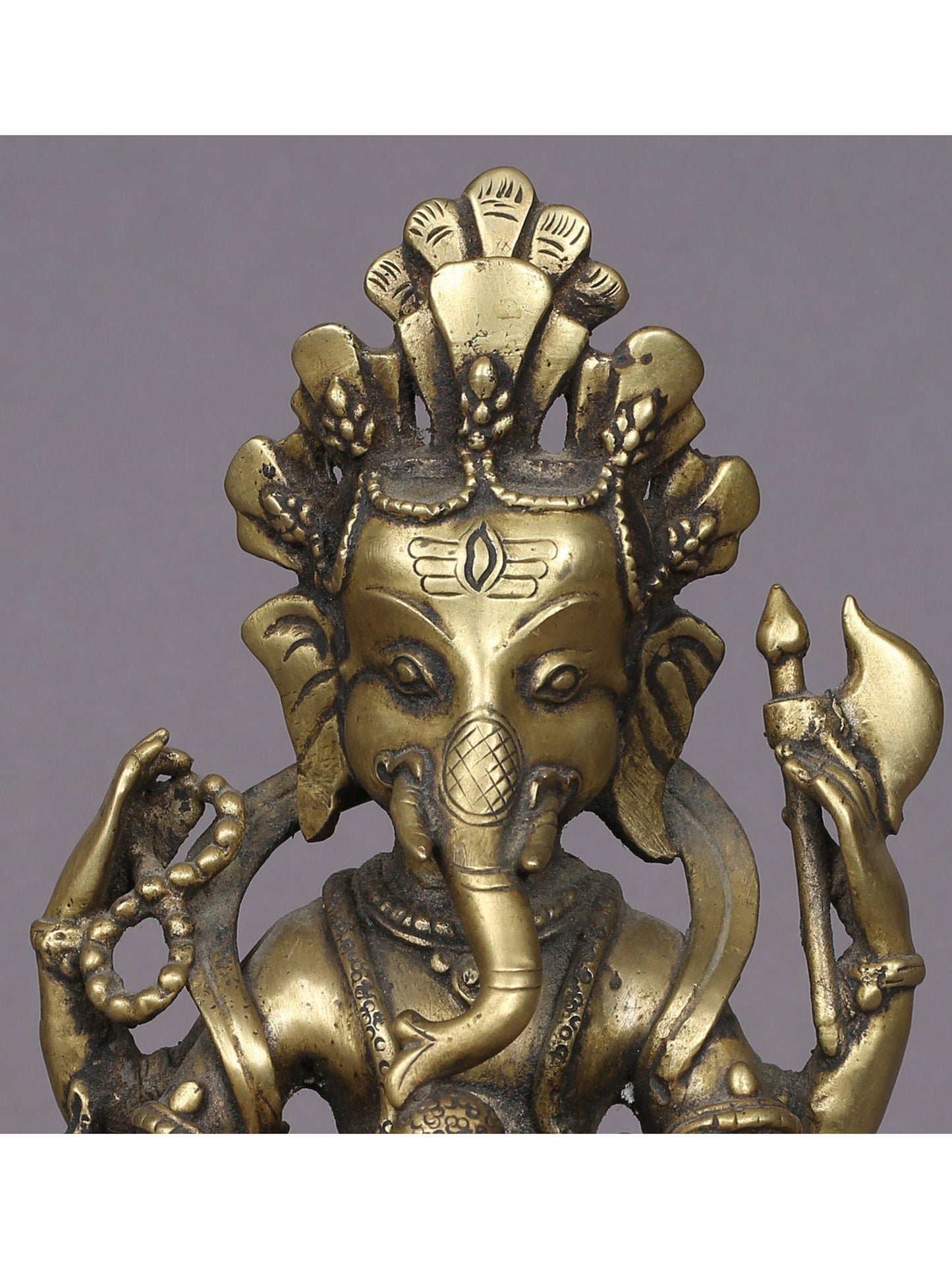 11" Standing Ganesha Brass Statue From Nepal | Handmade Idol | Ganesha Statue