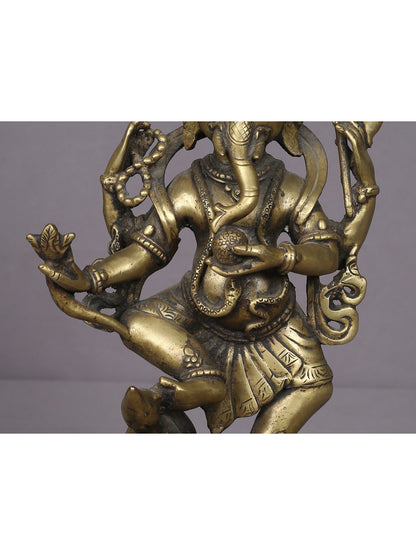 11" Standing Ganesha Brass Statue From Nepal | Handmade Idol | Ganesha Statue