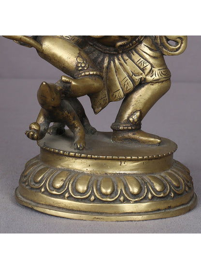 11" Standing Ganesha Brass Statue From Nepal | Handmade Idol | Ganesha Statue