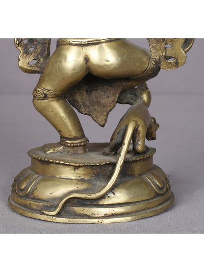 11" Standing Ganesha Brass Statue From Nepal | Handmade Idol | Ganesha Statue