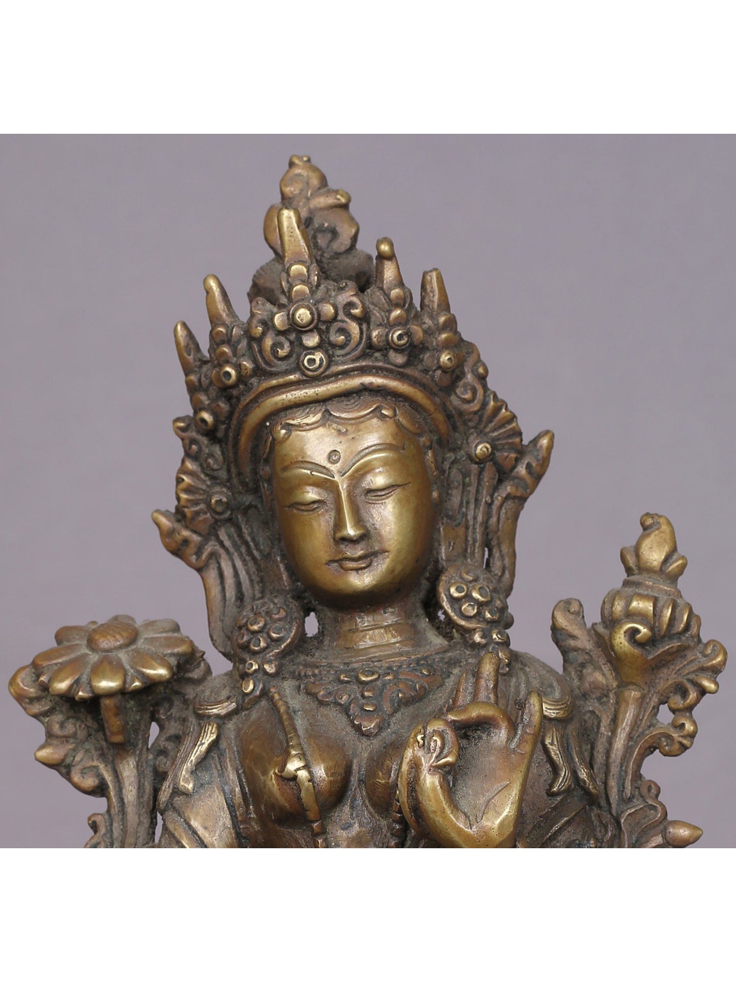 8" Brass Goddess Green Tara Statue From Nepal | Handmade Idol | Goddess Statue