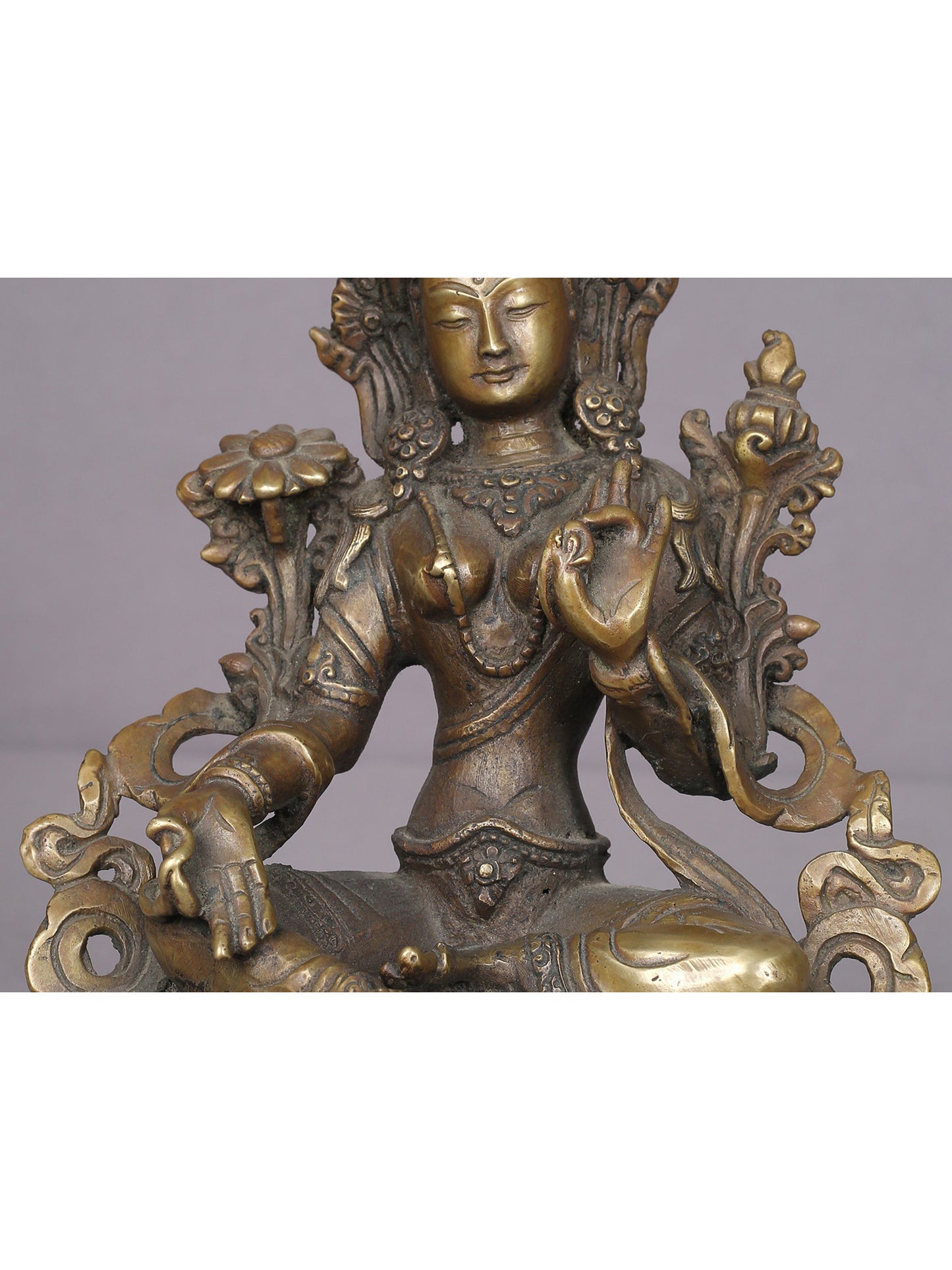 8" Brass Goddess Green Tara Statue From Nepal | Handmade Idol | Goddess Statue