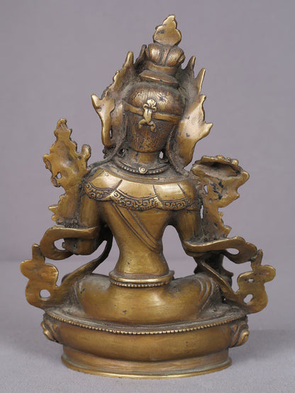 8" Brass Goddess Green Tara Statue From Nepal | Handmade Idol | Goddess Statue