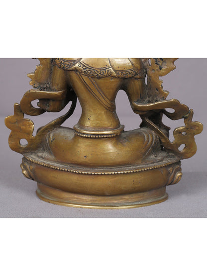 8" Brass Goddess Green Tara Statue From Nepal | Handmade Idol | Goddess Statue