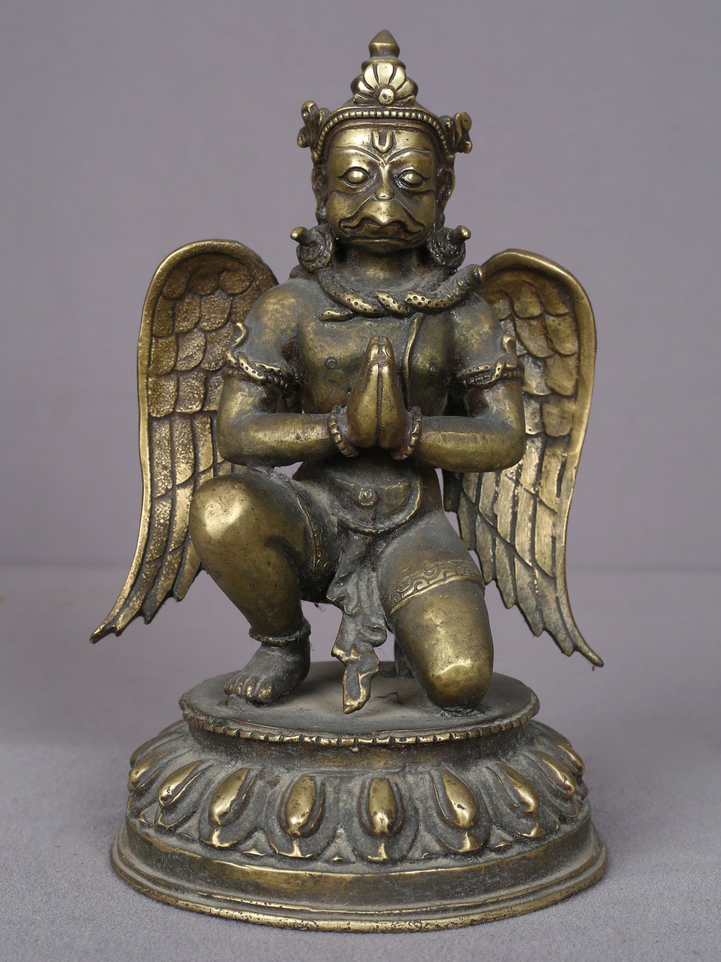 9" Garuda Brass Figurine From Nepal | Handmade Idol | Garuda Brass Statue