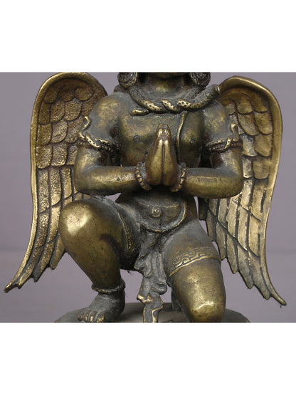 9" Garuda Brass Figurine From Nepal | Handmade Idol | Garuda Brass Statue