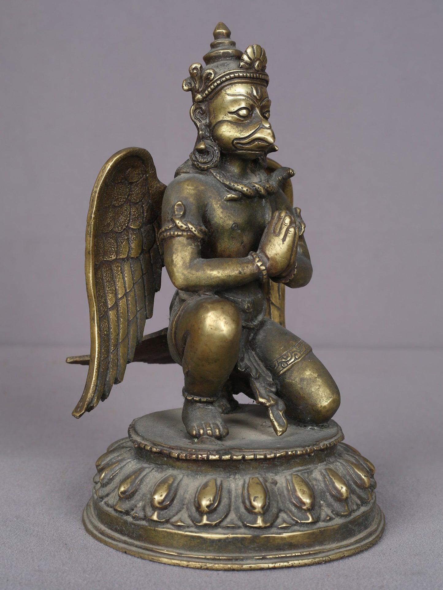 9" Garuda Brass Figurine From Nepal | Handmade Idol | Garuda Brass Statue