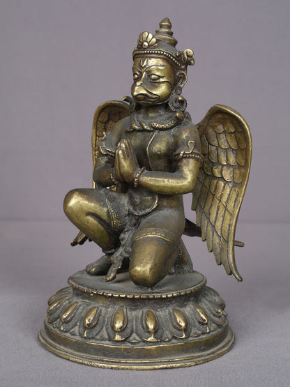 9" Garuda Brass Figurine From Nepal | Handmade Idol | Garuda Brass Statue