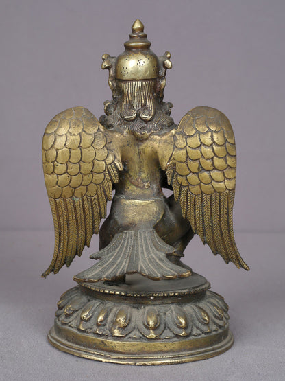 9" Garuda Brass Figurine From Nepal | Handmade Idol | Garuda Brass Statue