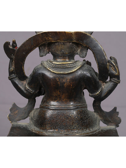 9" Sitting Ganesha Brass Figurine From Nepal | Handmade Idol | Lord Ganesha Brass Statue