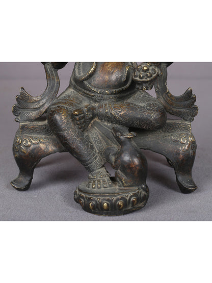 9" Sitting Ganesha Brass Figurine From Nepal | Handmade Idol | Lord Ganesha Brass Statue