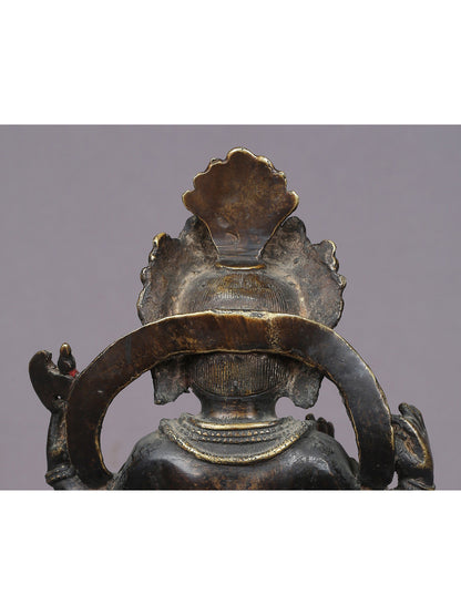 9" Sitting Ganesha Brass Figurine From Nepal | Handmade Idol | Lord Ganesha Brass Statue