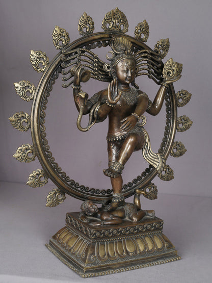 21" Nataraja Brass Idol From Nepal | Handmade Idol | Brass Lord Dancing Shiva Statue