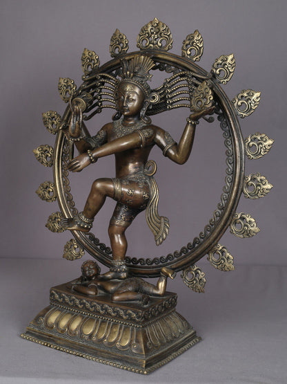 21" Nataraja Brass Idol From Nepal | Handmade Idol | Brass Lord Dancing Shiva Statue