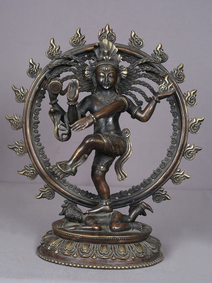 13" Dancing Lord Nataraja Brass Sculpture From Nepal | Handmade | Shiva Statue