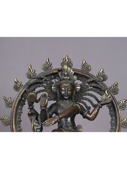 13" Dancing Lord Nataraja Brass Sculpture From Nepal | Handmade | Shiva Statue