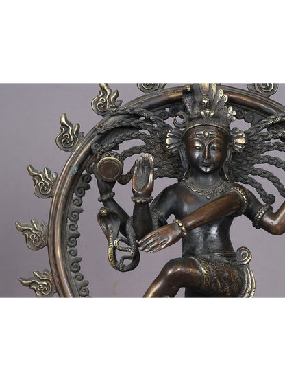 13" Dancing Lord Nataraja Brass Sculpture From Nepal | Handmade | Shiva Statue