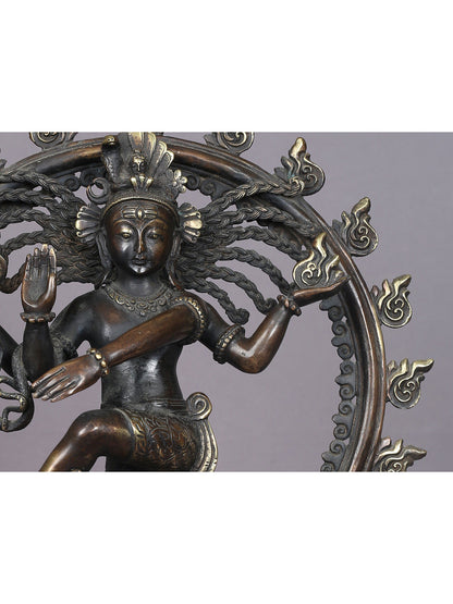 13" Dancing Lord Nataraja Brass Sculpture From Nepal | Handmade | Shiva Statue